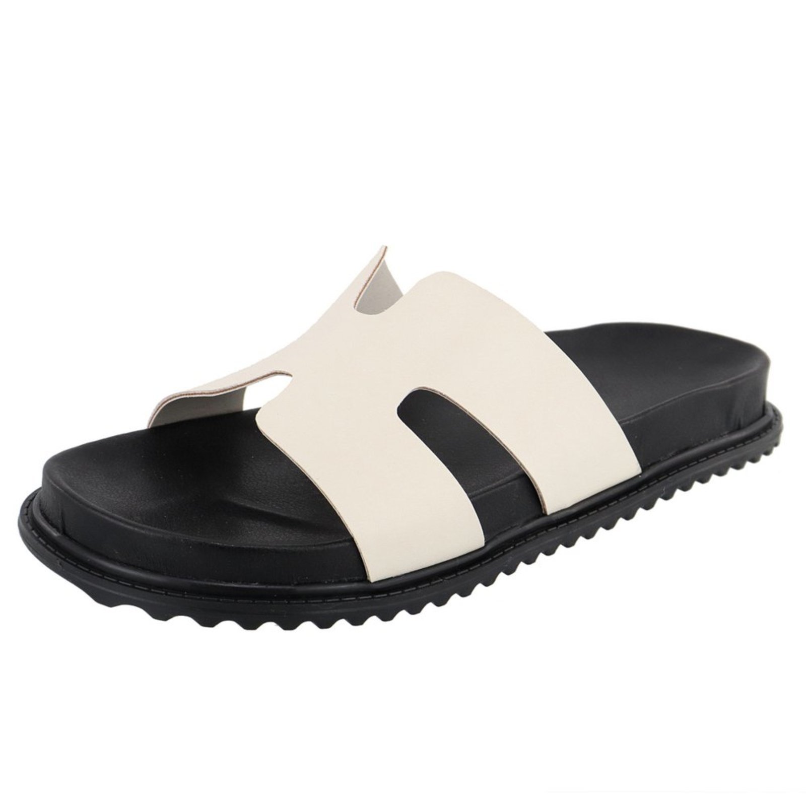 Papete H Rasteira Sandalia Confort Slide Verão Agnes Veronez OFF White