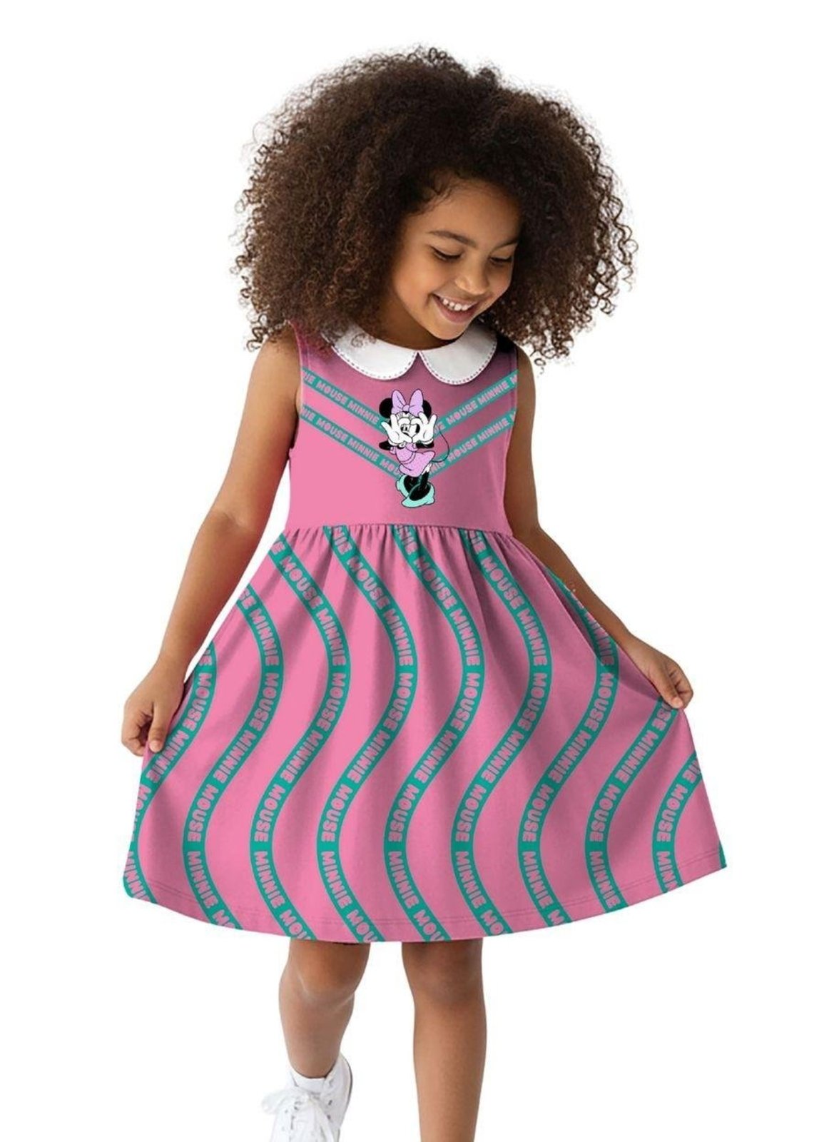 Infantil - Vestido Disney Minnie Mouse Pop Estampado Detalhe Rosa
