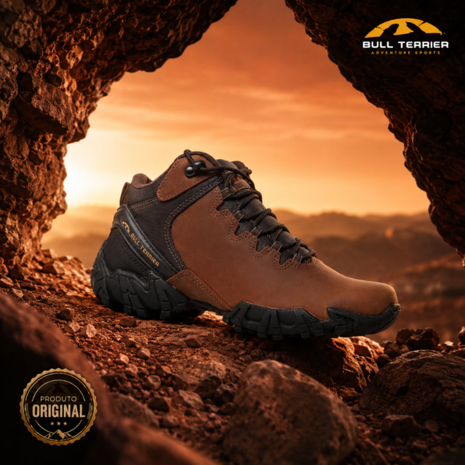 Bota Bull Terrier Dakar Masculina Couro Original Trilha - Marrom