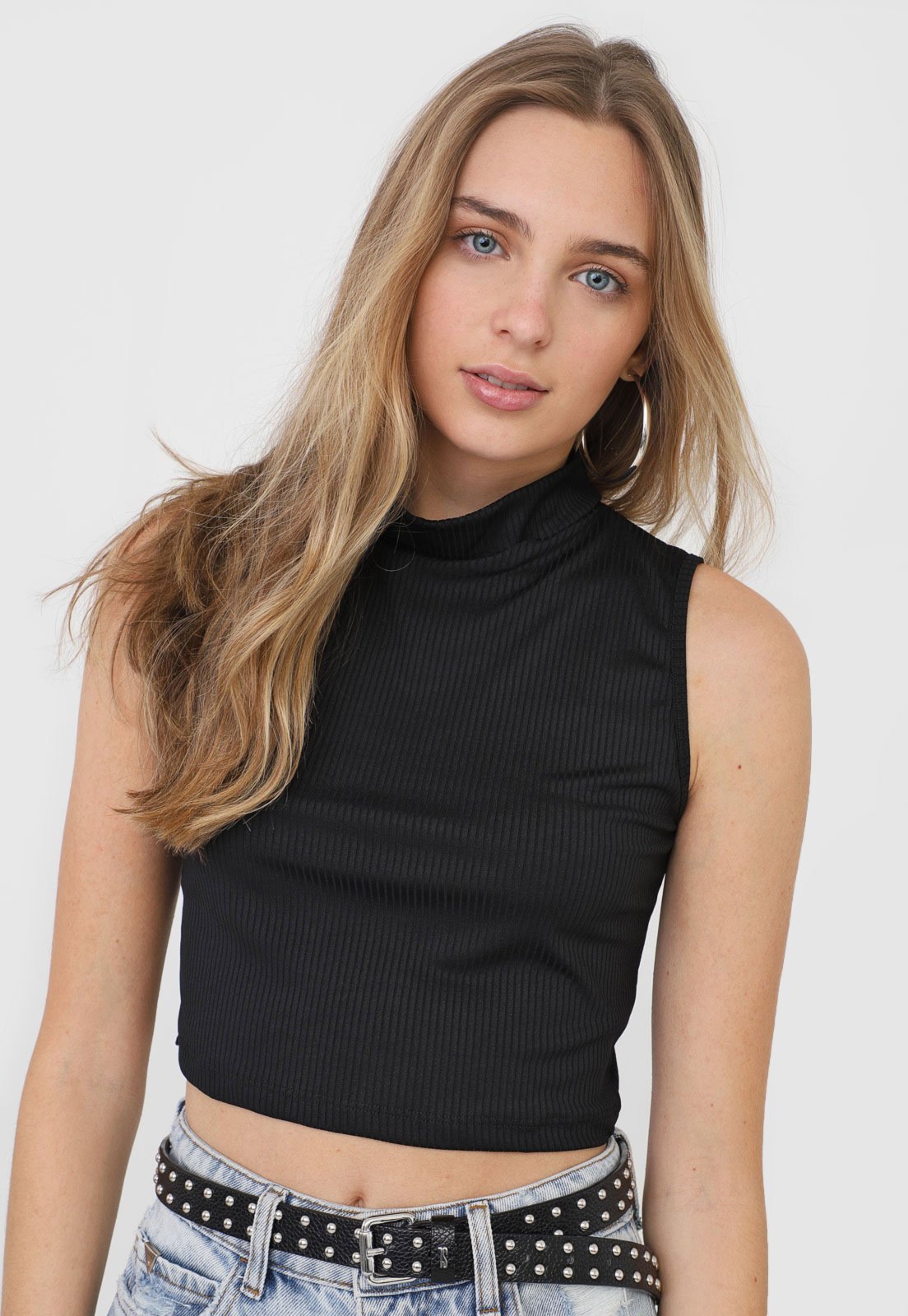 Cropped Rioutlet Regata De Gola Alta Preto