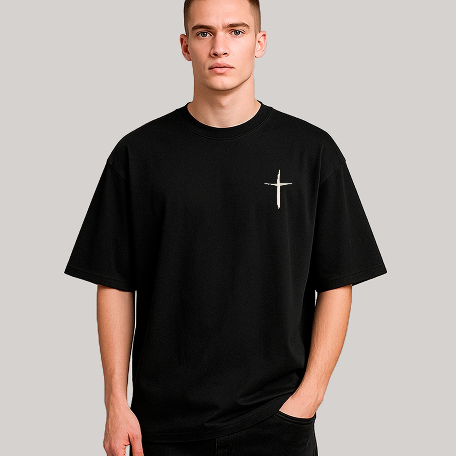Camiseta Ousy Cristã Oversized Jesus Deadlifter Unissex Preta