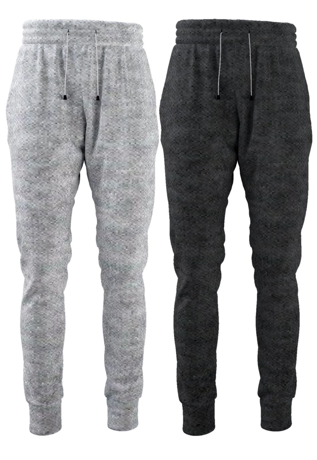 Kit 2 Calças Moletom Jogger Slim Lisa Confortável Com Elástico E Bolsos Cinza E Chumbo