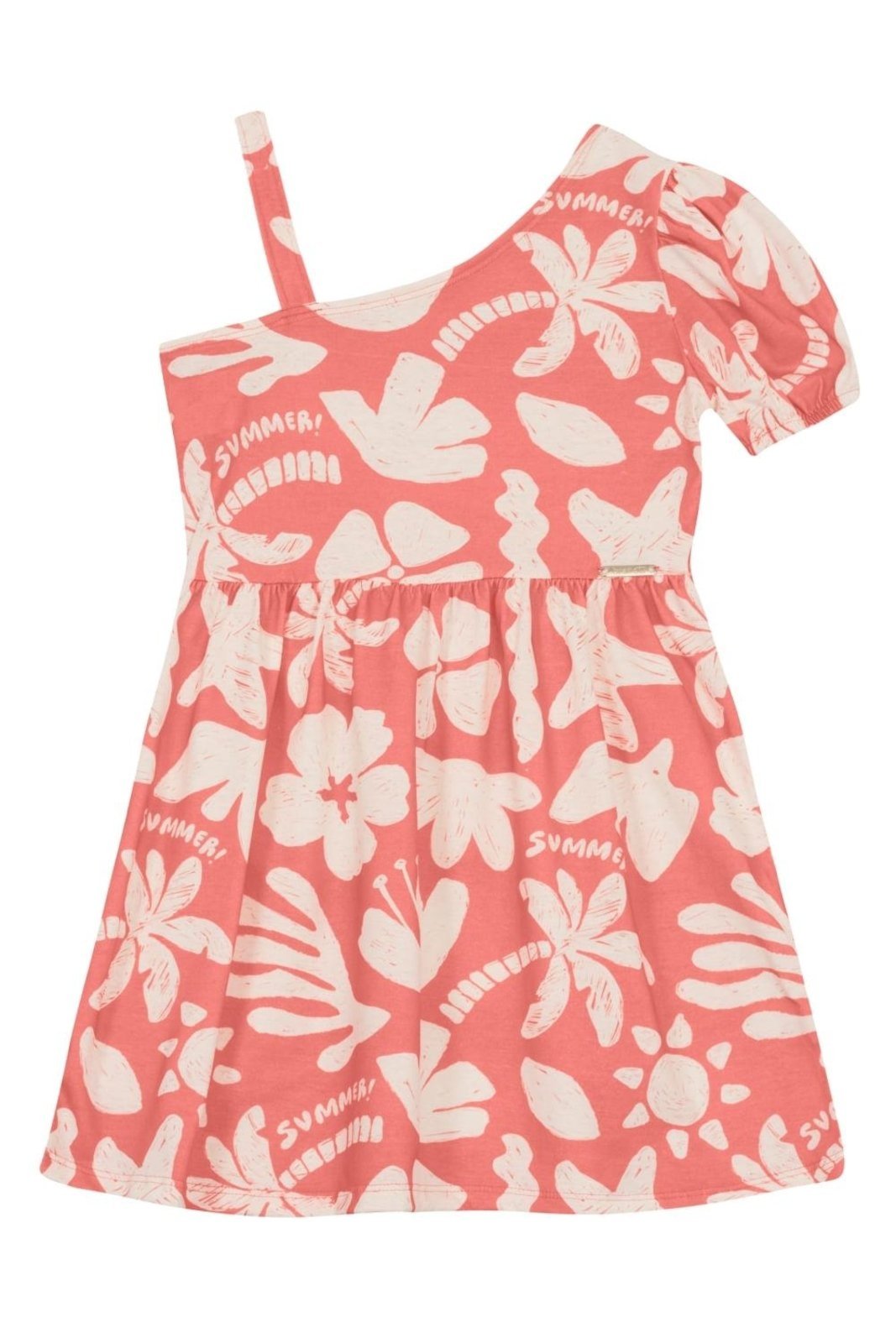 Infantil - Vestido menina estampado assimétrico Brandili -Rosa