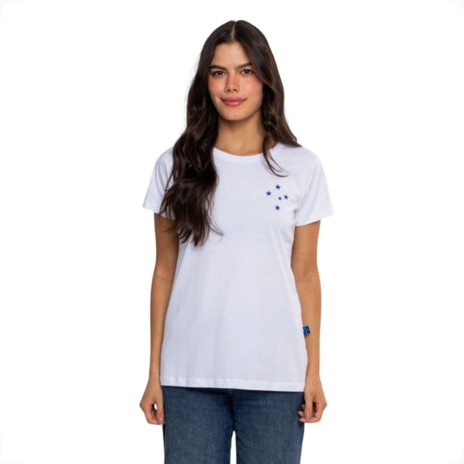Camiseta Baby Look Oficial Cruzeiro Classic Algodão Branco