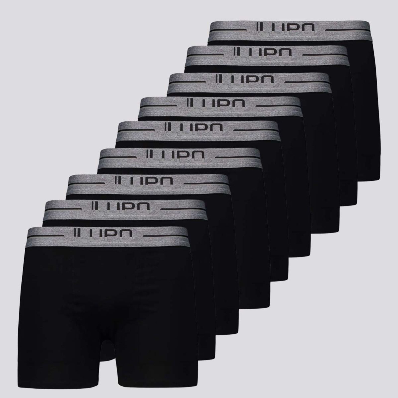 Kit de 9 Cuecas Boxer Lupo Anatomic Shape Preta e Cinza