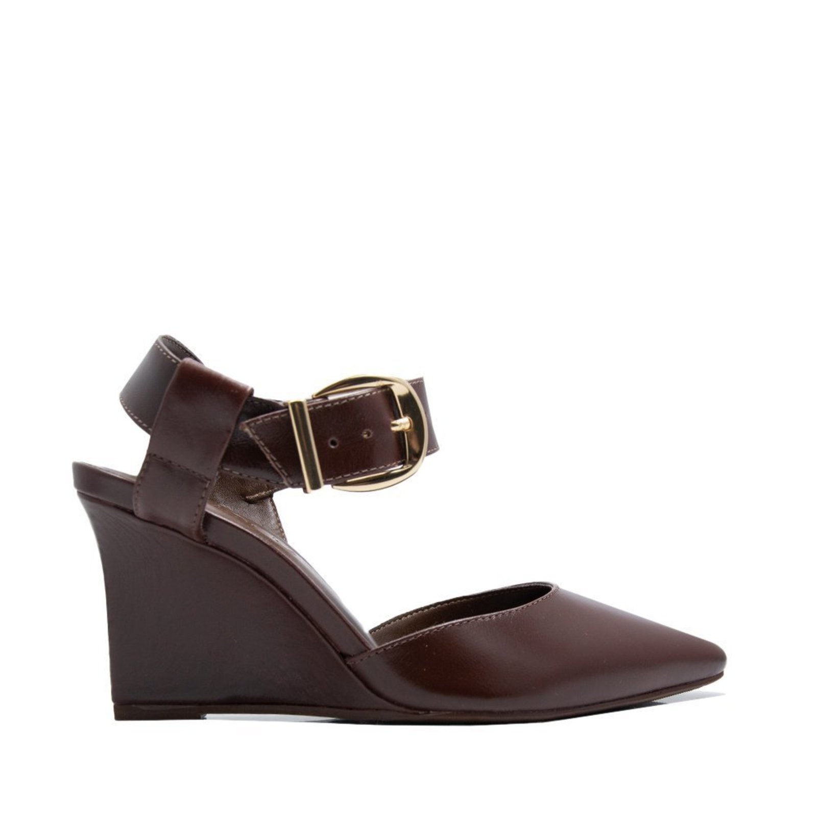 Sandalia Unique Anabela Espadrille Couro Pinhão Unique Marrom