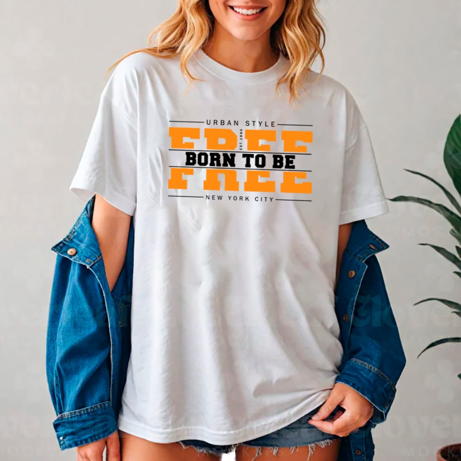 Camiseta Ousy Unissex Urban Style Born To Be Free Básica Branco