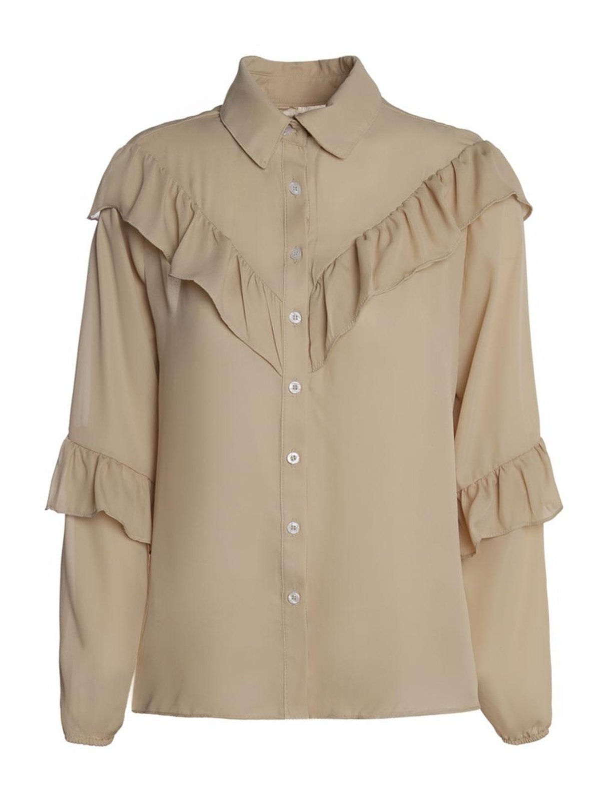 Vista 2 Camisa Crepe Autentique Feminina bege Autentique bege