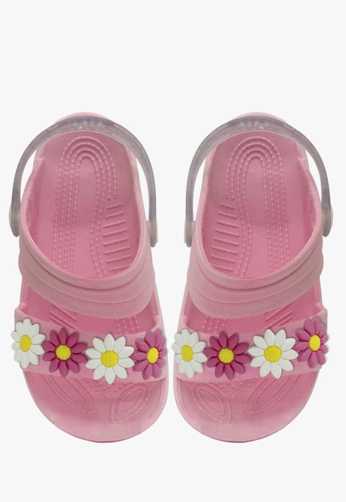 Vista 3 Infantil - Sandalia Papete Feminino Pópidi Menina Babuche Flores rosa Pópidí rosa