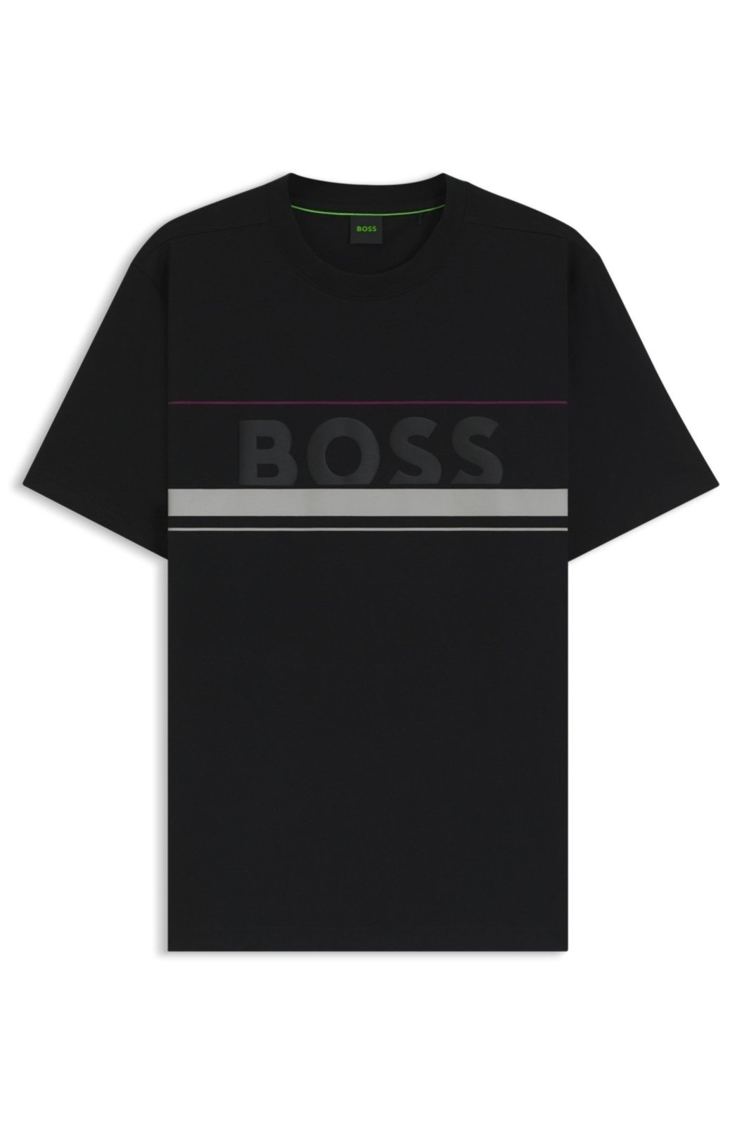 Camiseta em jersey de algodão com riscas e logo