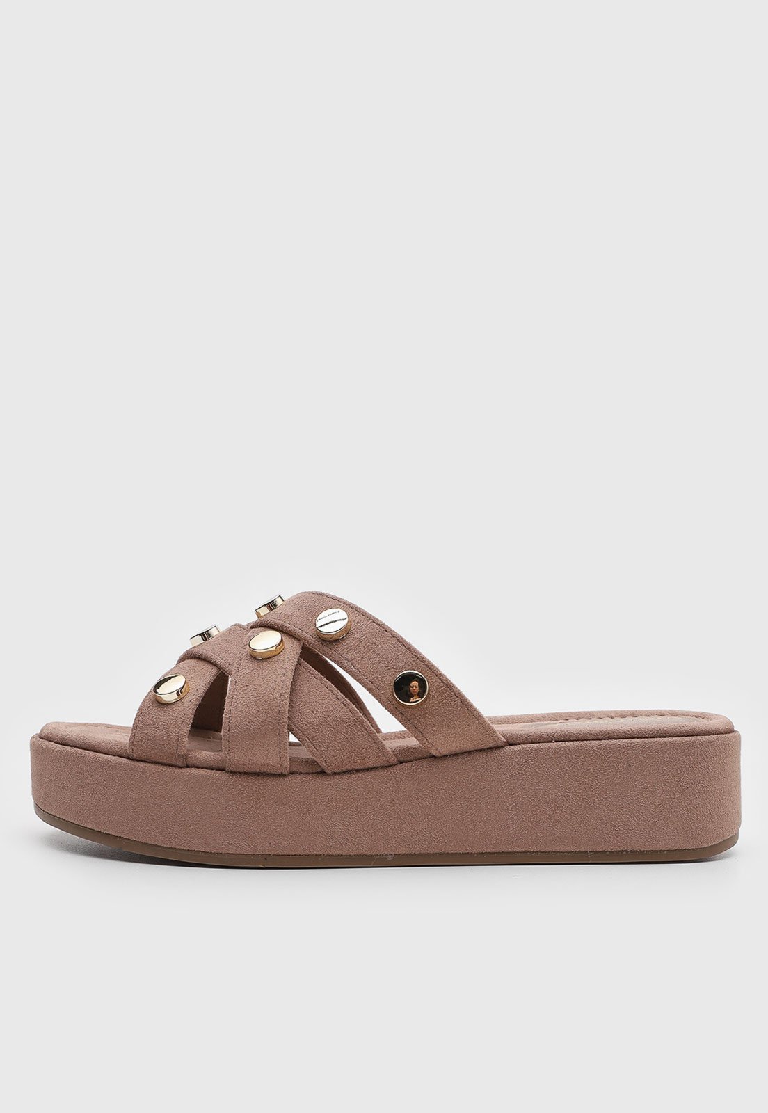 Sandália Feminina Via Marte Tachas Flatform Marrom