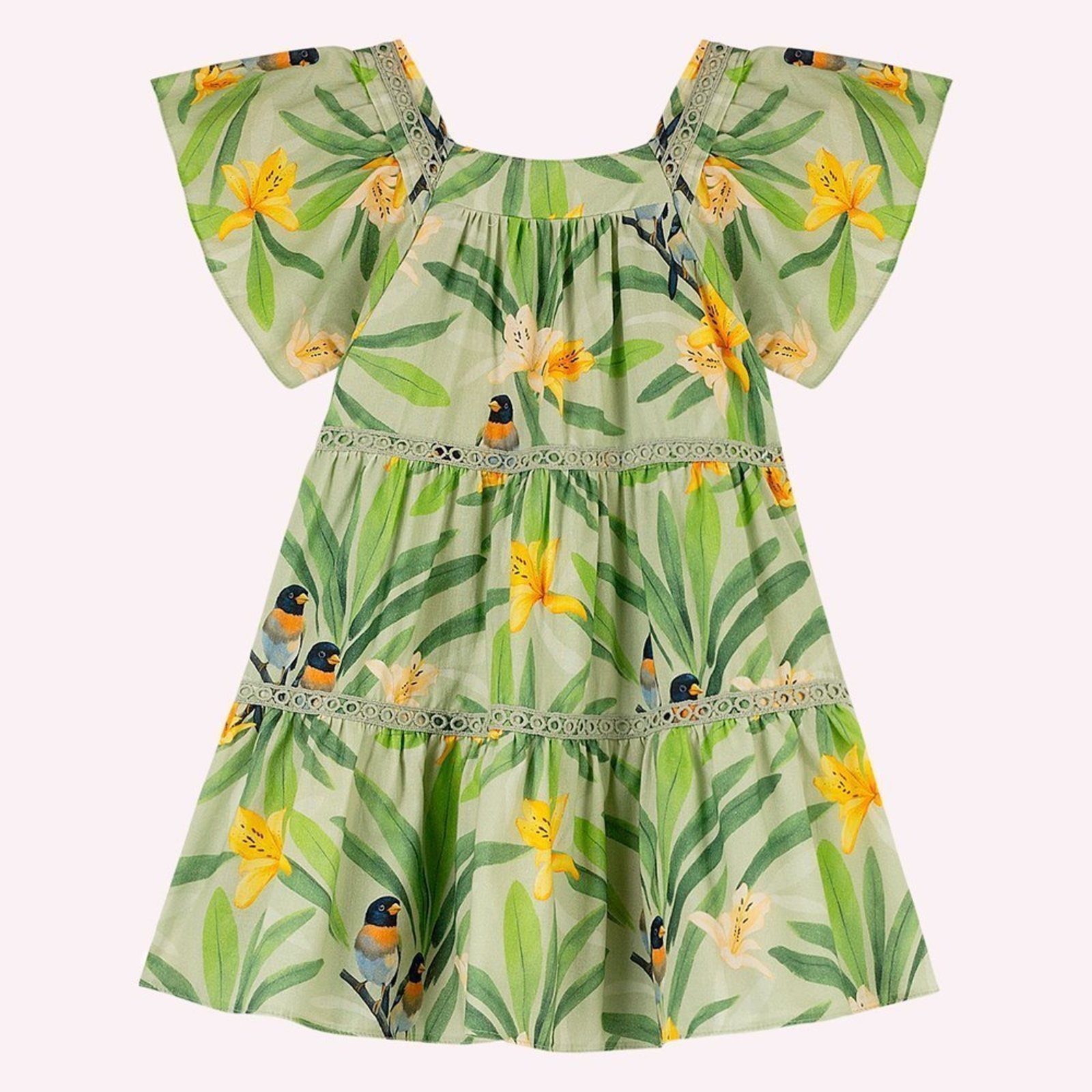 Infantil - Vestido Menina Folhagem Nanai