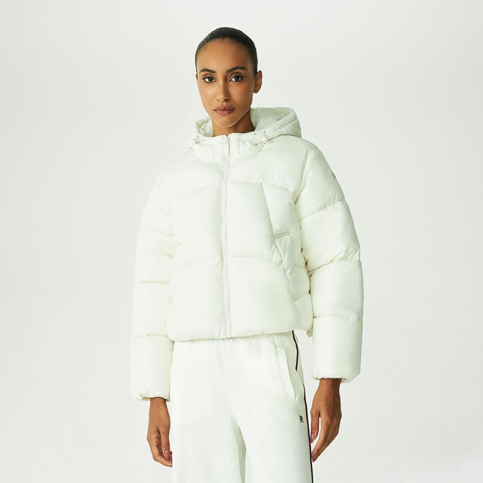Jaqueta Fila Puffer Letter Feminina Off-white
