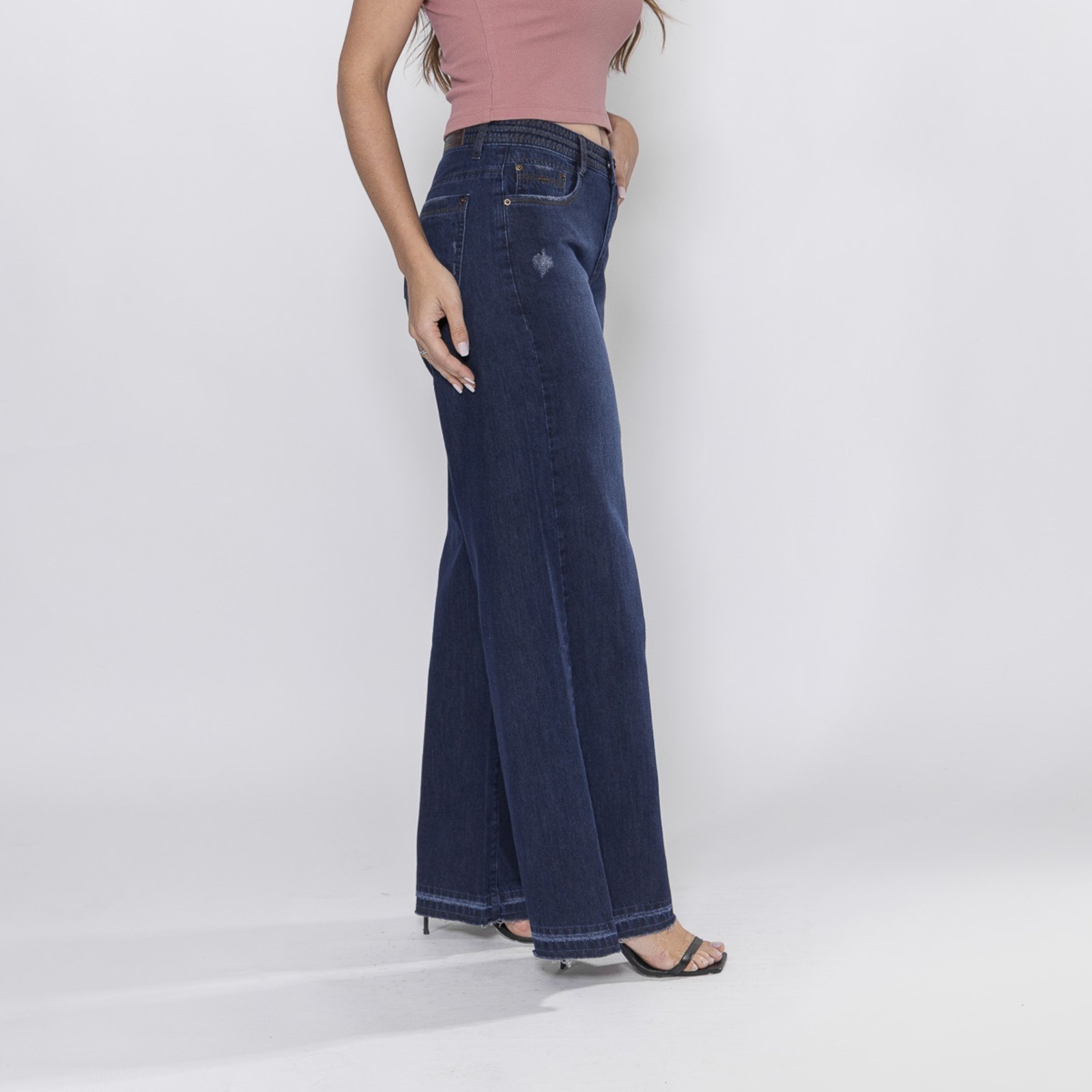 Vista 3 Calça Feminina Pantalona Crocker - 50612 jeans jeans