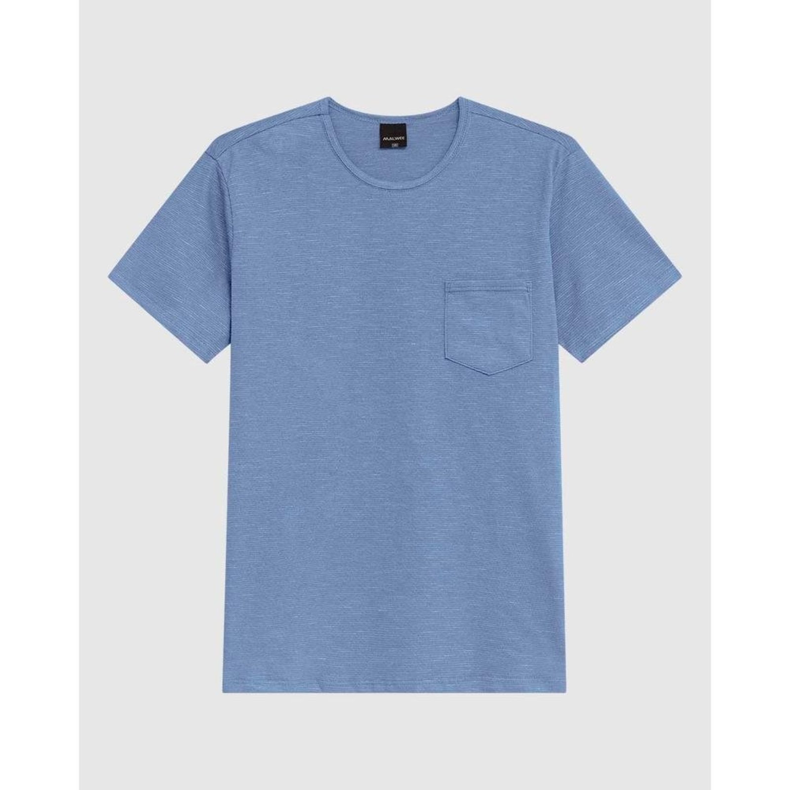 Camiseta Masculina Slim Bolso Frontal Em Malha Fio A Fio