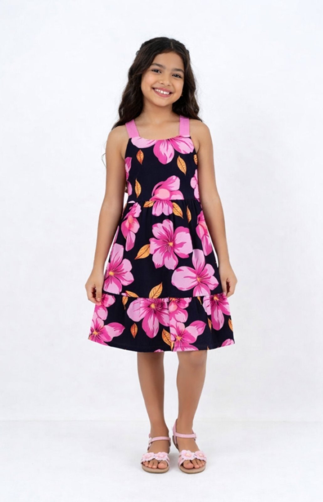 Infantil - Vestido D Bell Outlet Fashion Alça Estampado Preto
