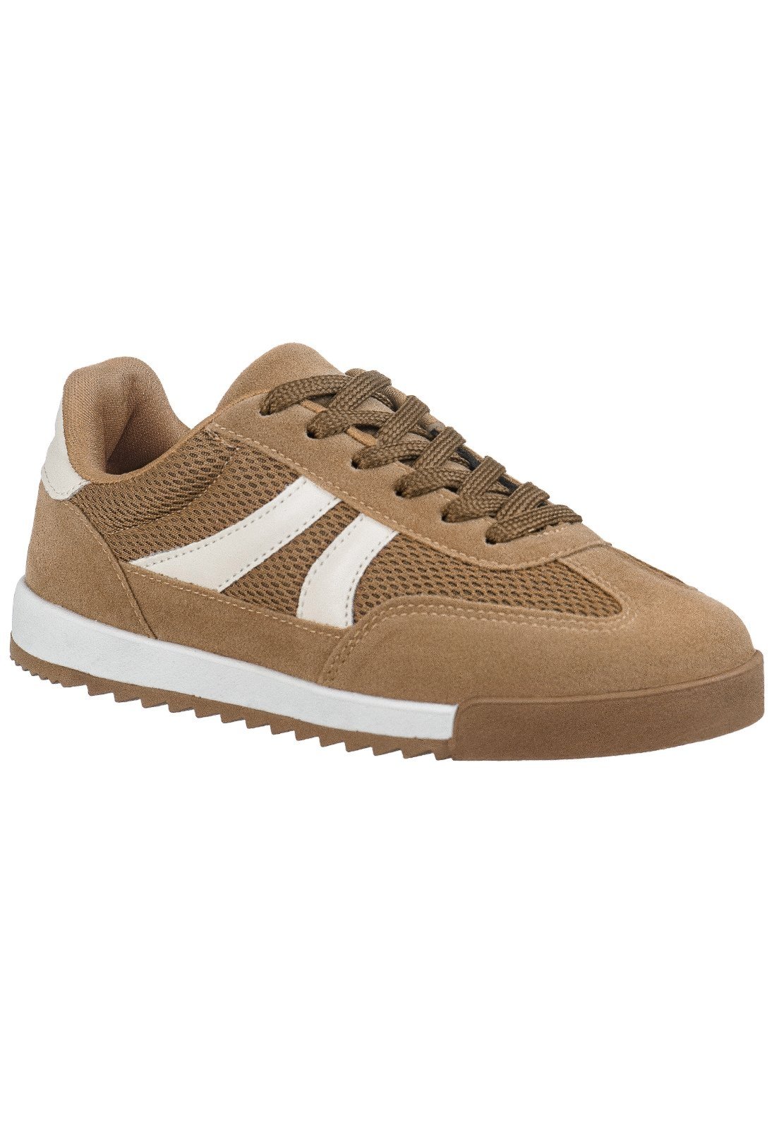 Tênis Feminino GiGiL Casual Urbano Streetwear Sport Confortável Camurça Nylon Moda Atual Camel