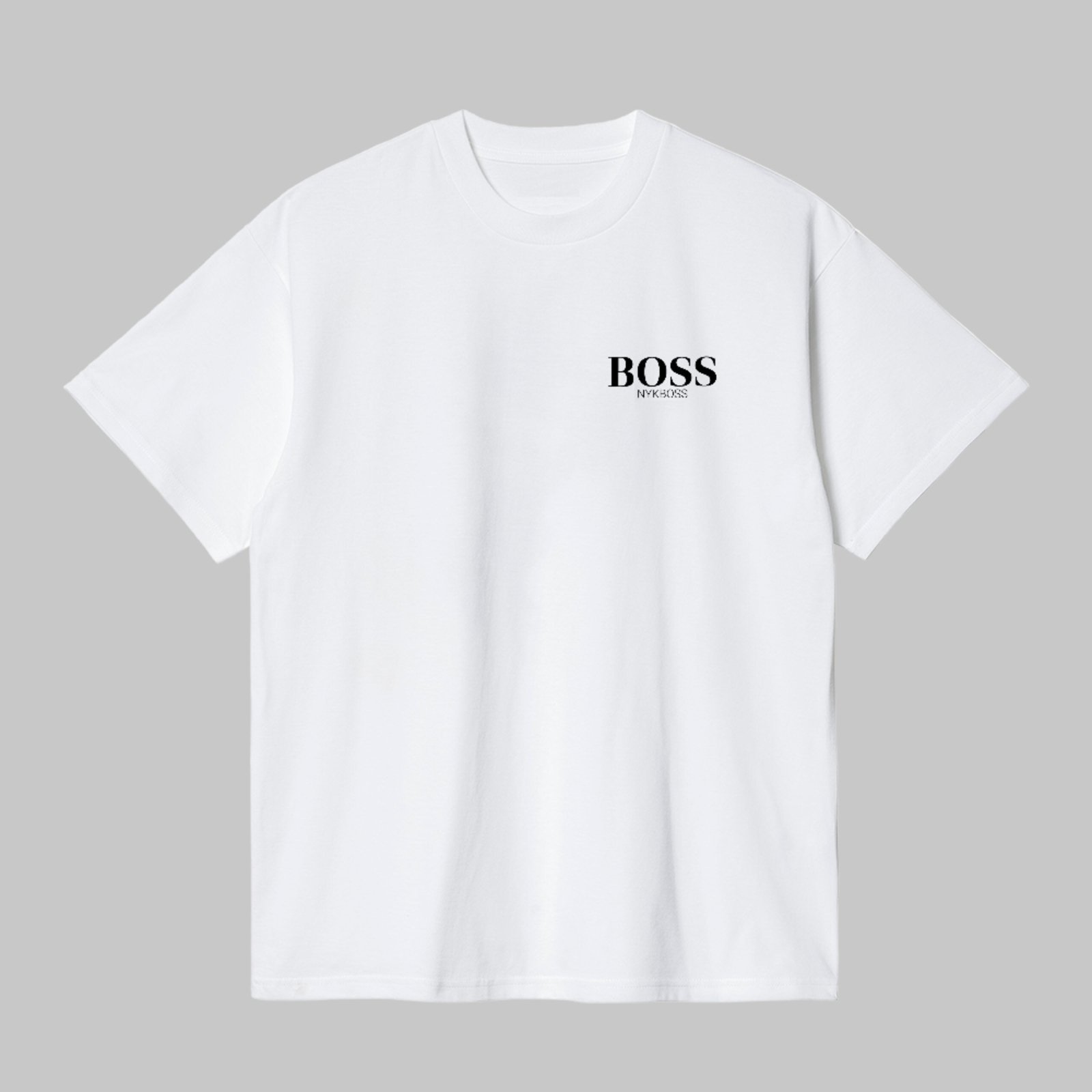 Camiseta Básica Boss Fashion Estilo Minimalista Premium Branco