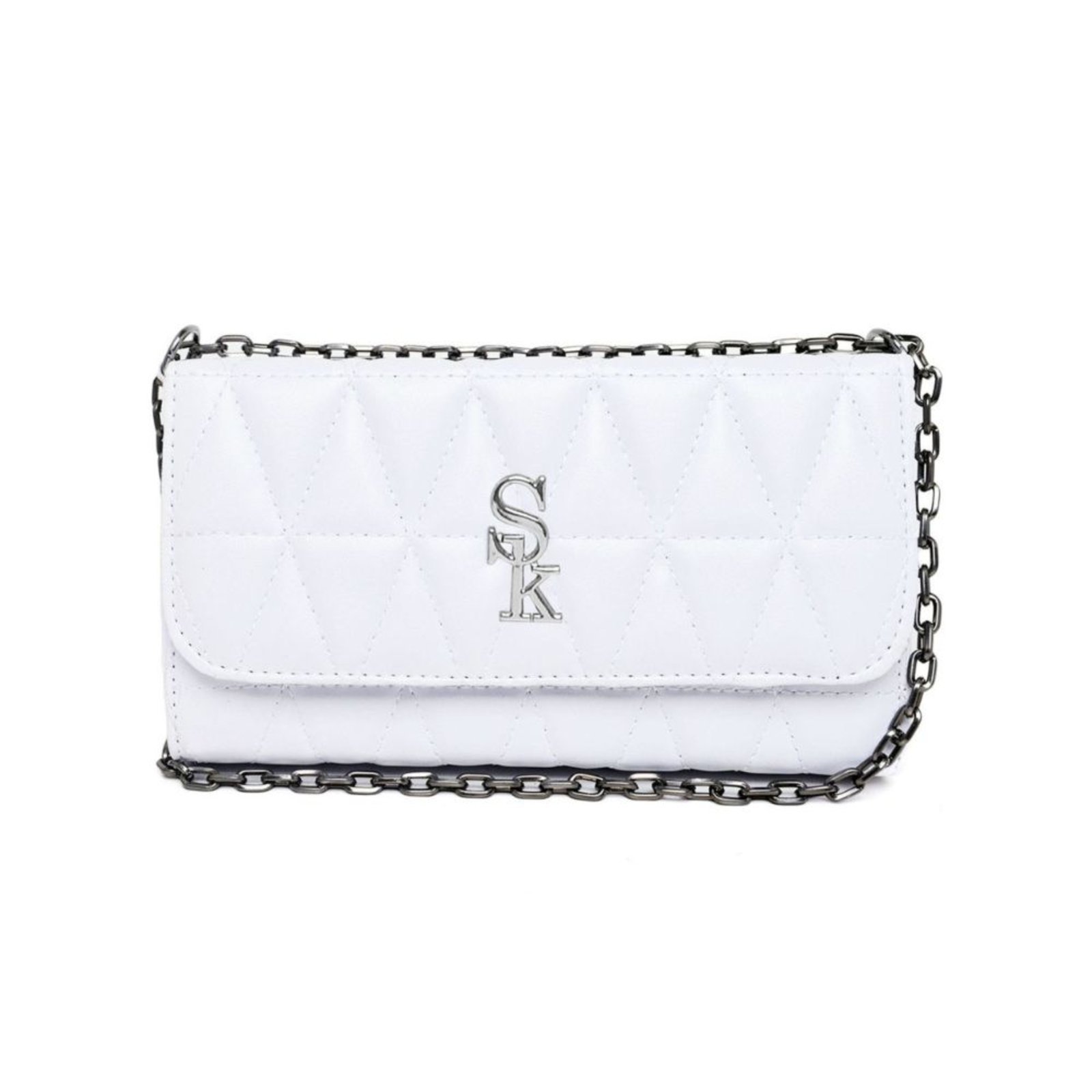 Bolsa Feminina Anna Andrade Transversal Clutch Casual Corrente Moda Tendência Branco