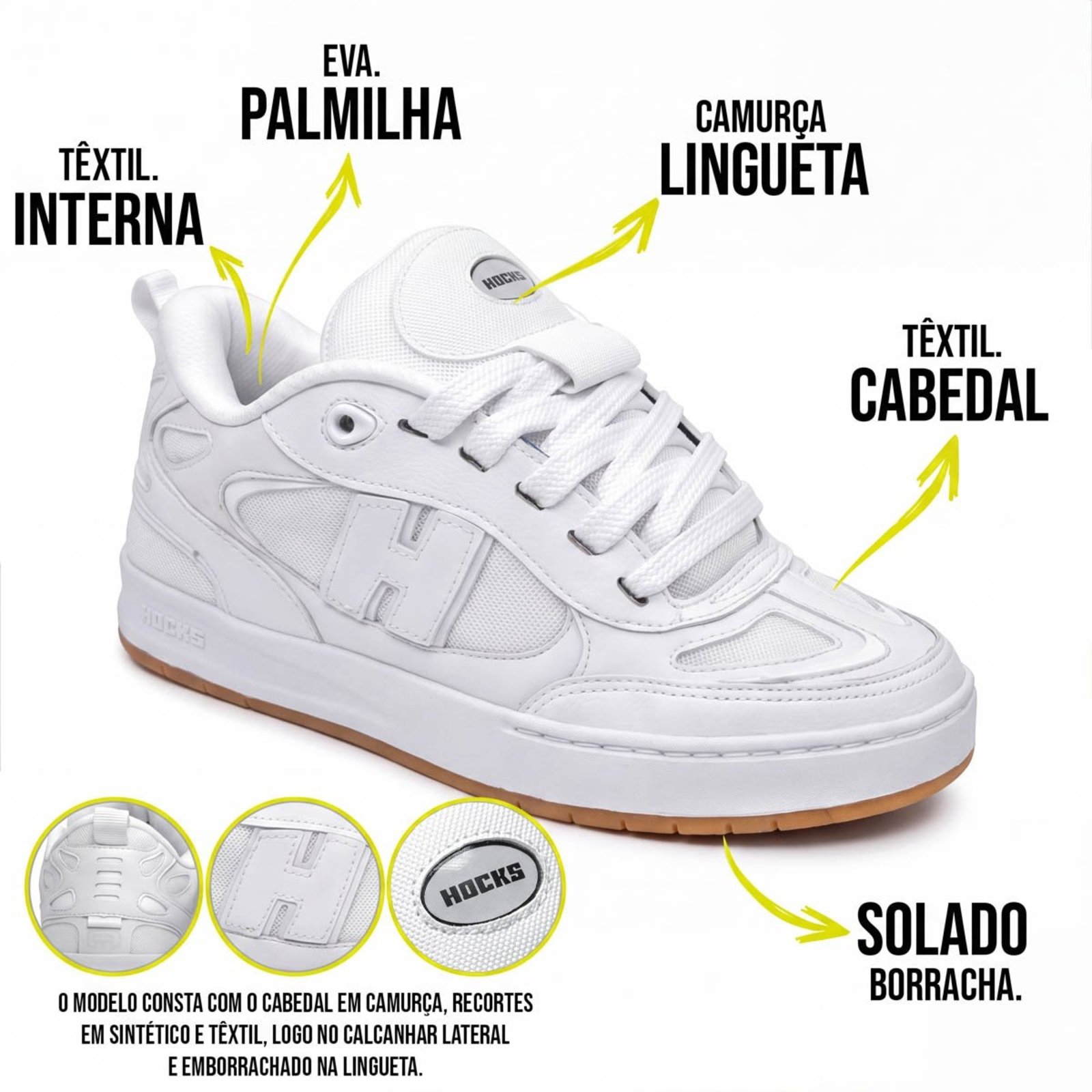Tênis Hocks Concorde Cristal UV Unissex Branco