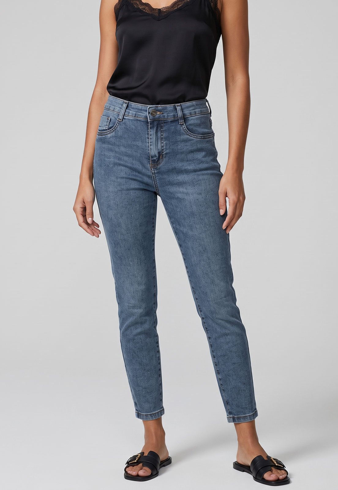 Calça Jeans Feminina Sawary Cigarrete Azul