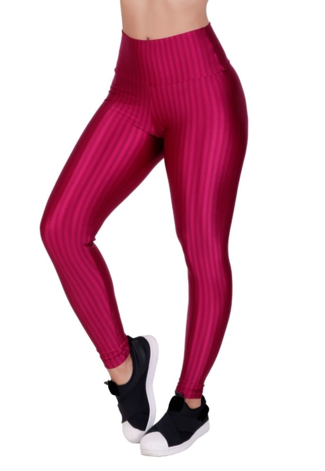Calça de Academia Legging Fitness Cintura Alta 3D New Zig Pink