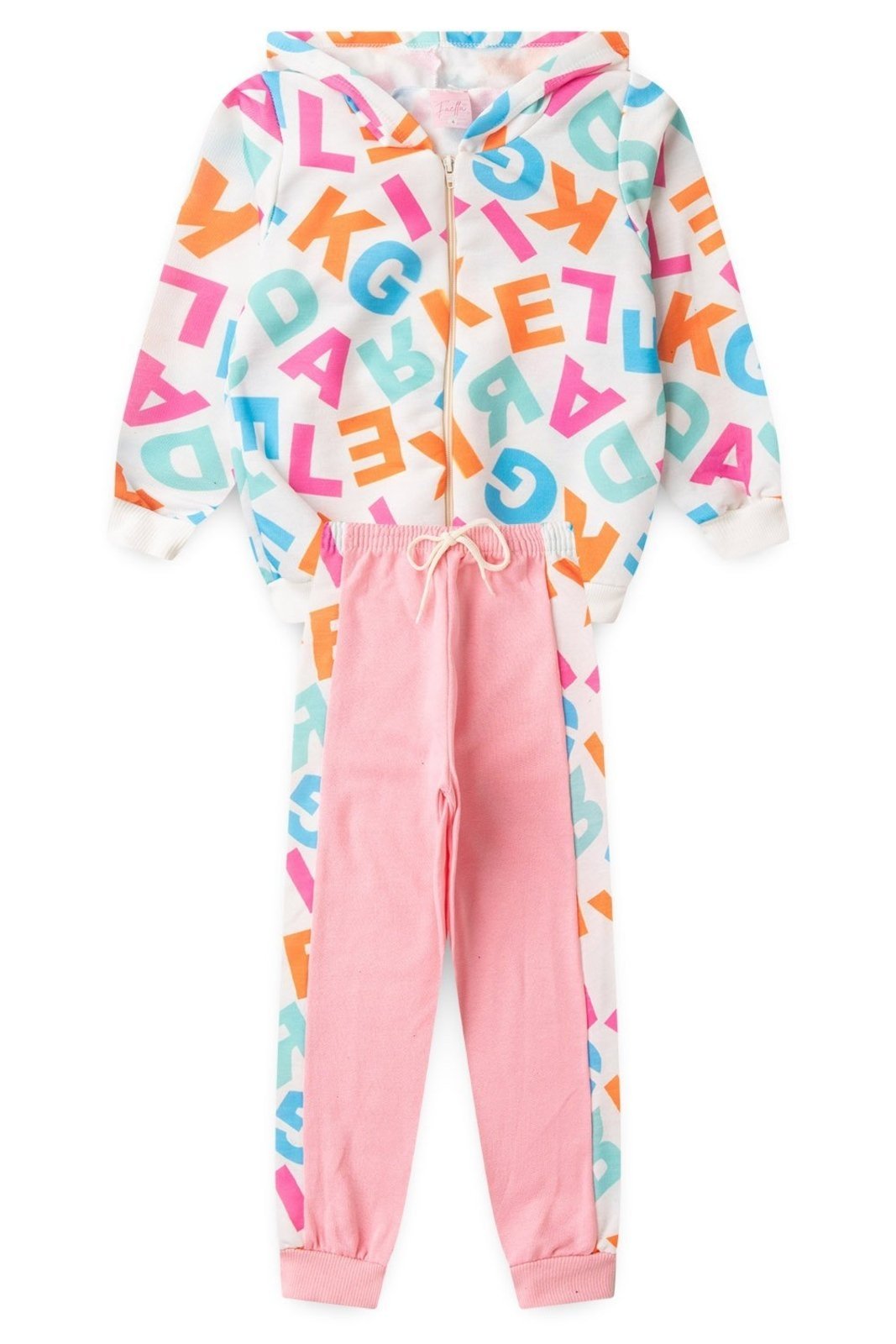 Vista 3 Infantil - Conjunto Moletom Peluciado Feminino Letras - Off-White Mega Kids unico white Mega Kids unico white