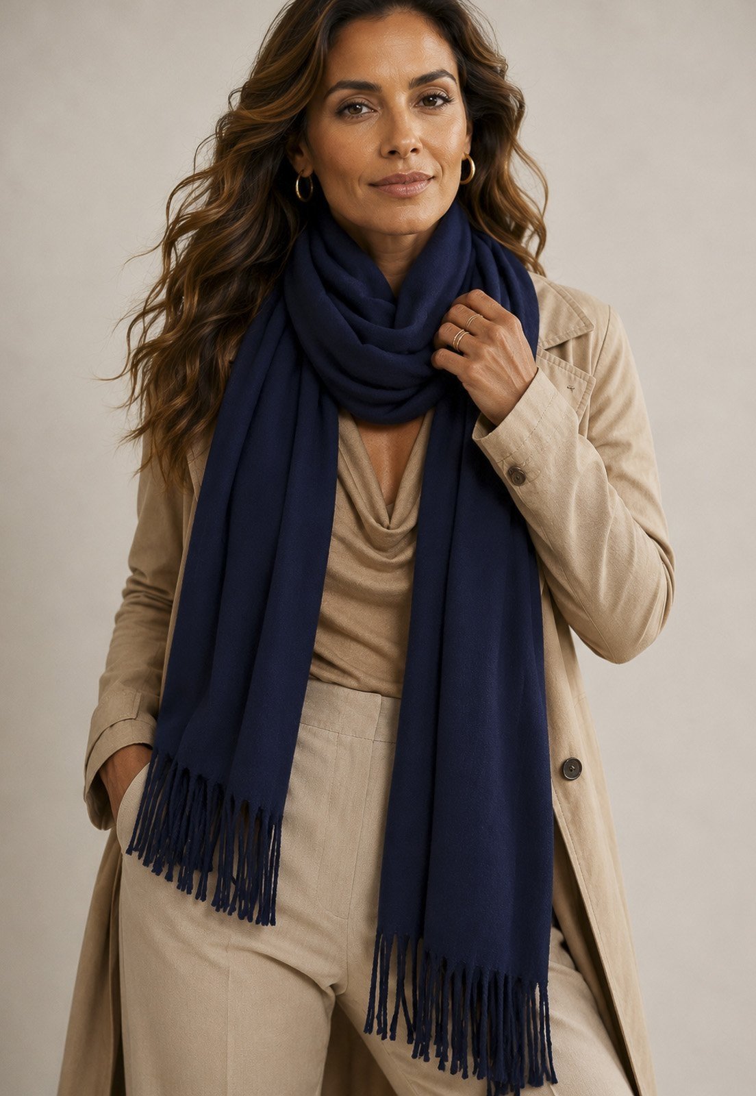Echarpe Amazonia Vital Lenço Feminino Liso Azul