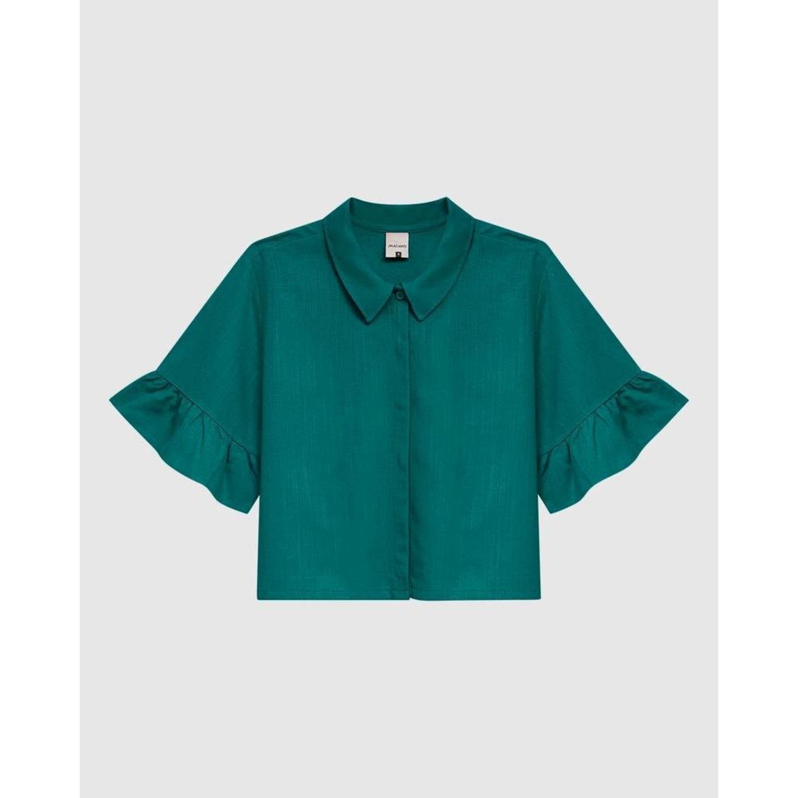 Vista 2 Camisa Cropped Feminina Manga Com Babado Em Viscolinho Malwee vermelho Malwee vermelho