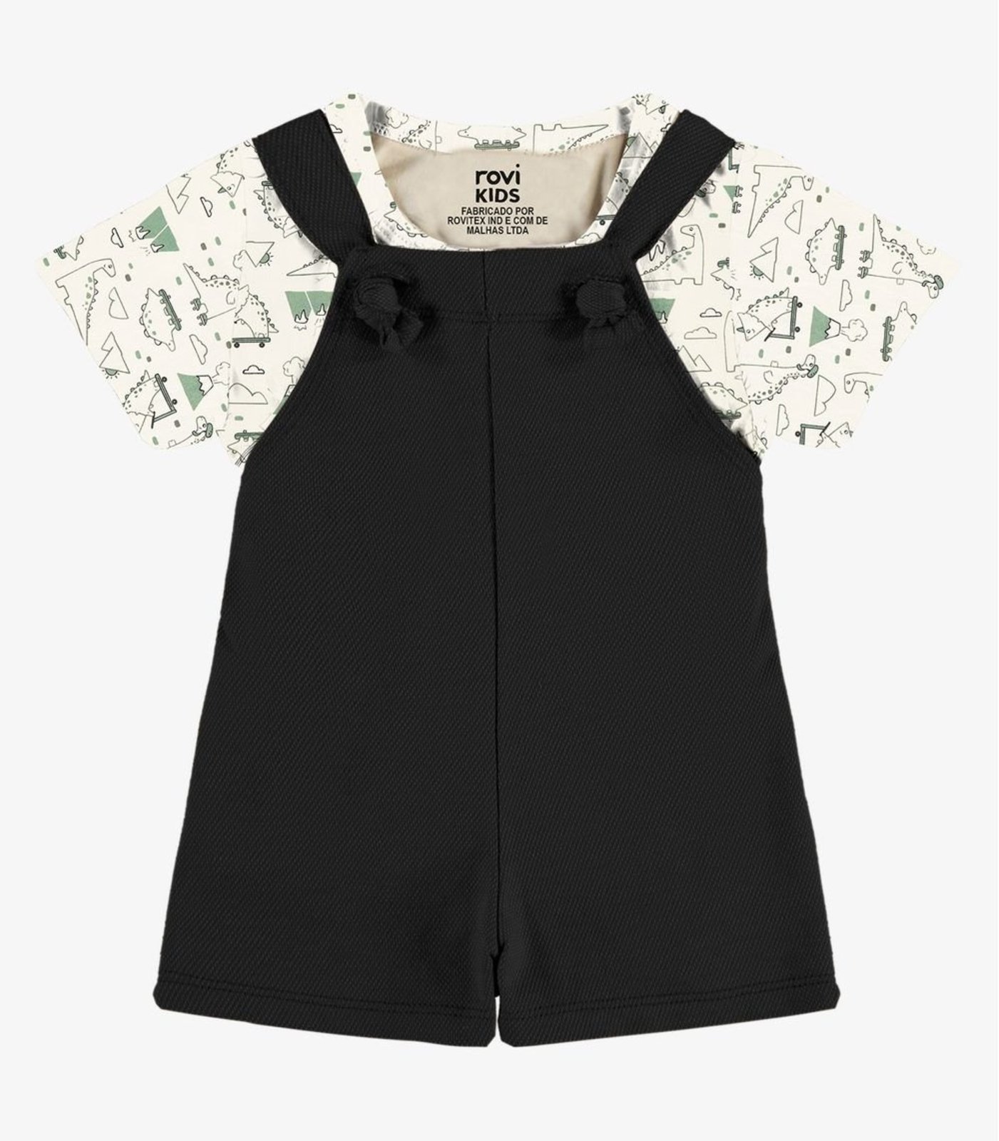 Infantil - Conjunto Camiseta E Jardineira Rovi Bege