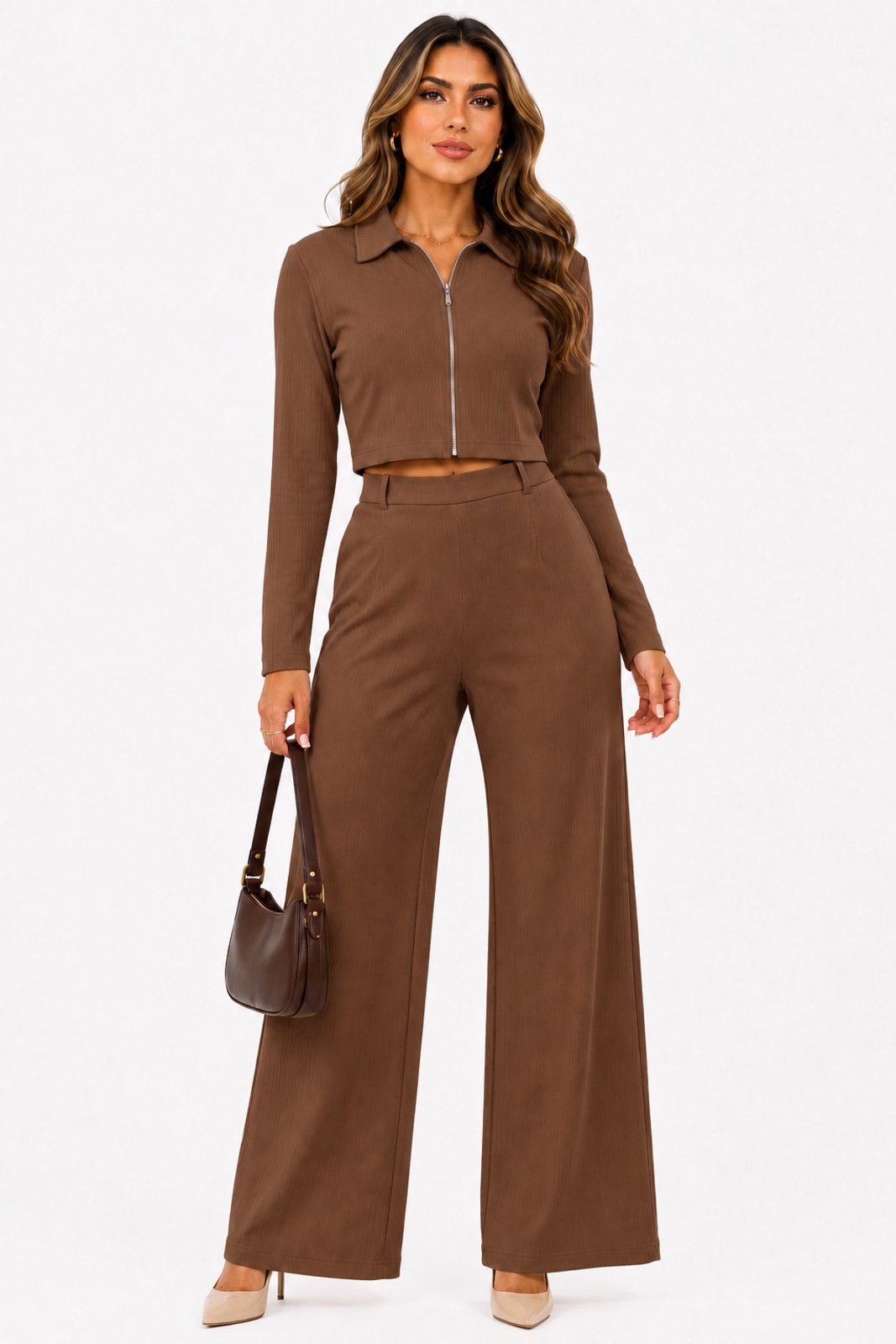Conjunto Tricot D Bell Outlet Fashion Modal Elegance Marrom