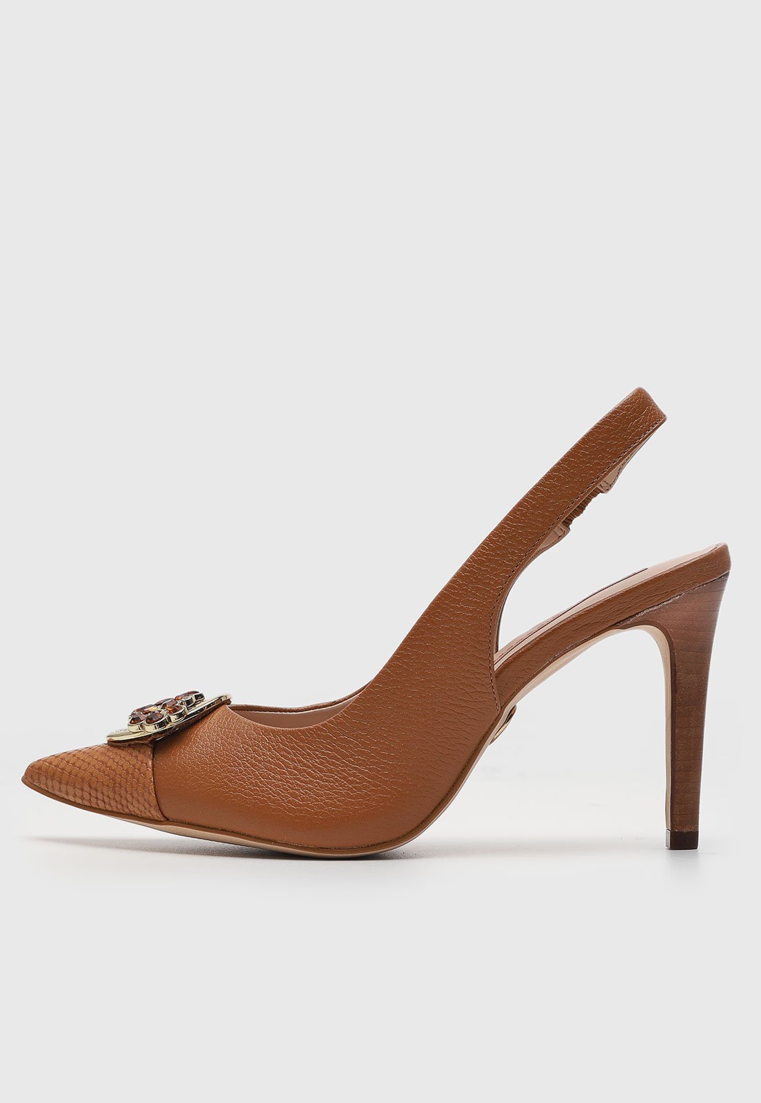Scarpin Feminino Jorge Bischoff Slingback Bico Fino Caramelo
