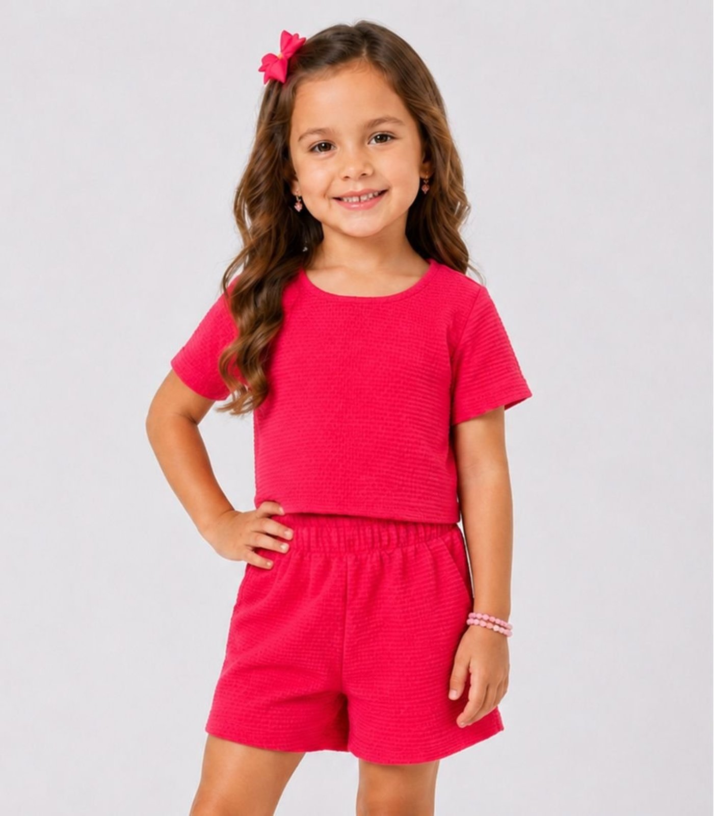 Infantil - Conjunto Menina Blusa e Short Select Rosa