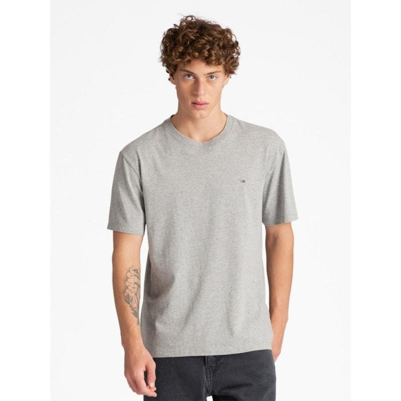 Camiseta Clássica Gola C Tommy Jeans Cinza