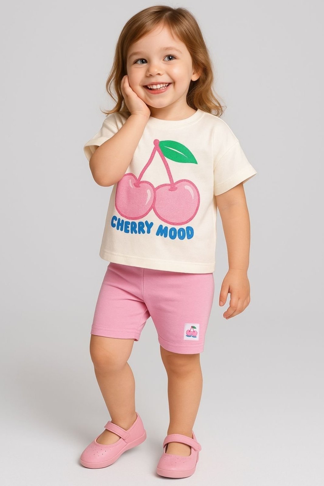 Infantil - Conjunto Bem Vestir Feminino Blusa e Ciclista Cereja