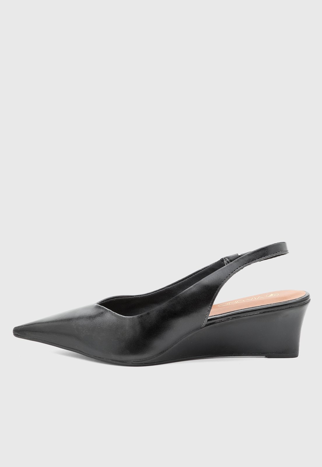 Scarpin Feminino VIA UNO Slingback Bico Fino Preto