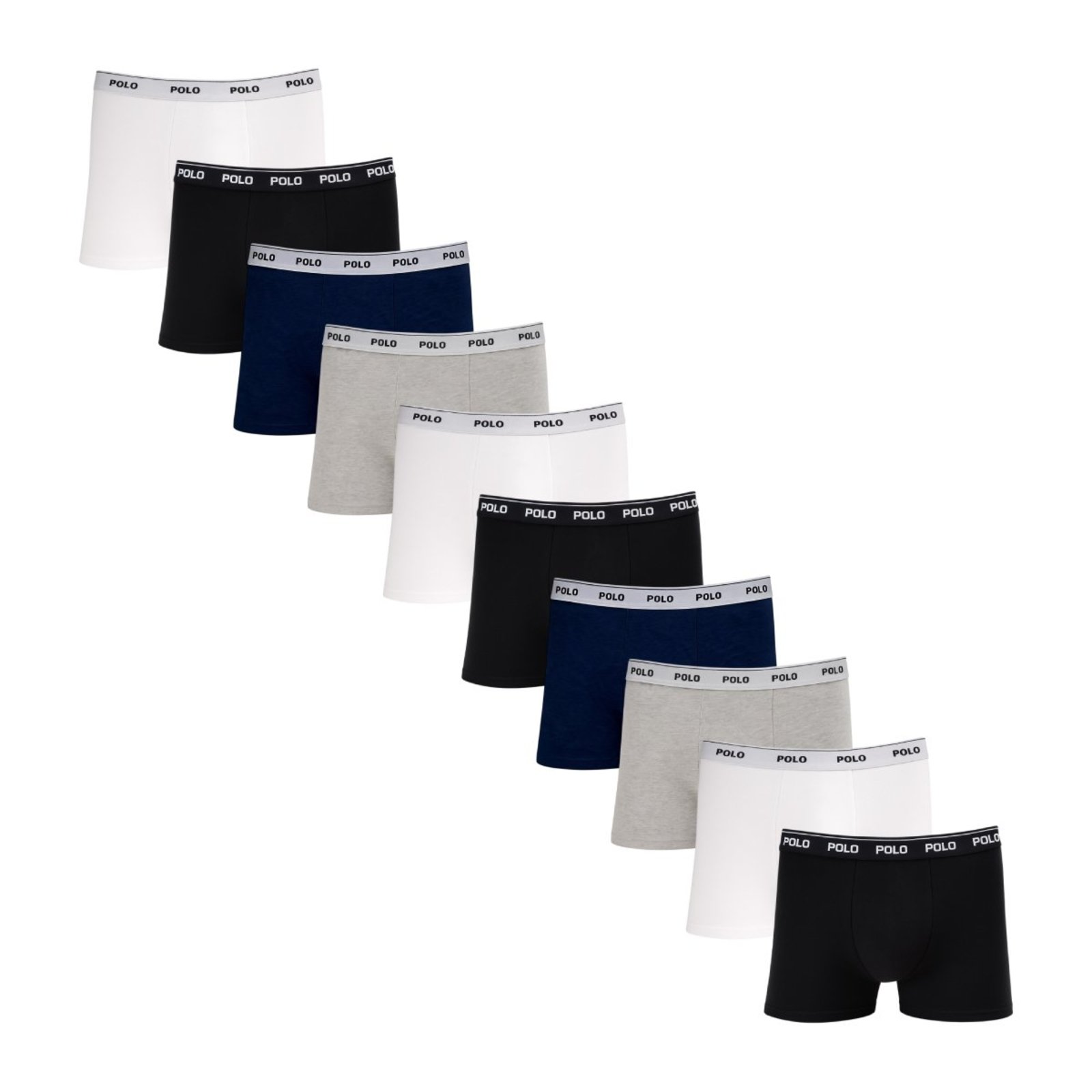 Kit 10 Cuecas Boxer Plus Size Cotton Polostar Algodão Masculina G1 ao G3 Sortido