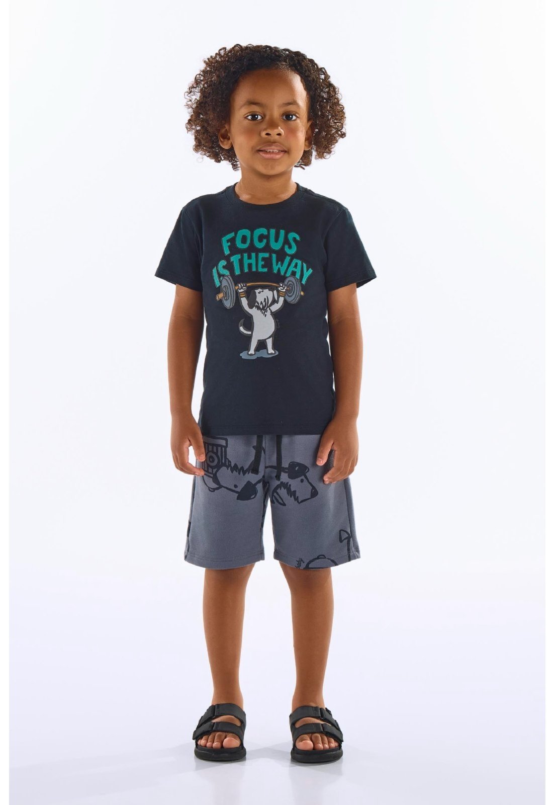 Infantil – Conjunto Camiseta e Bermuda Up Baby Preto