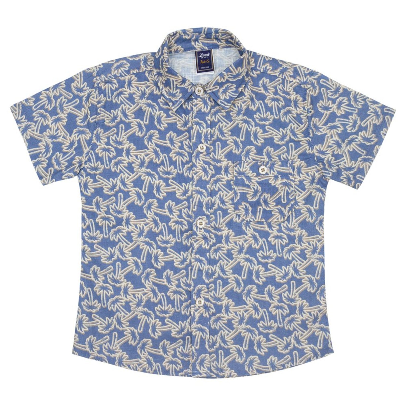 Infantil - Camisa Look Jeans Estampada Azul