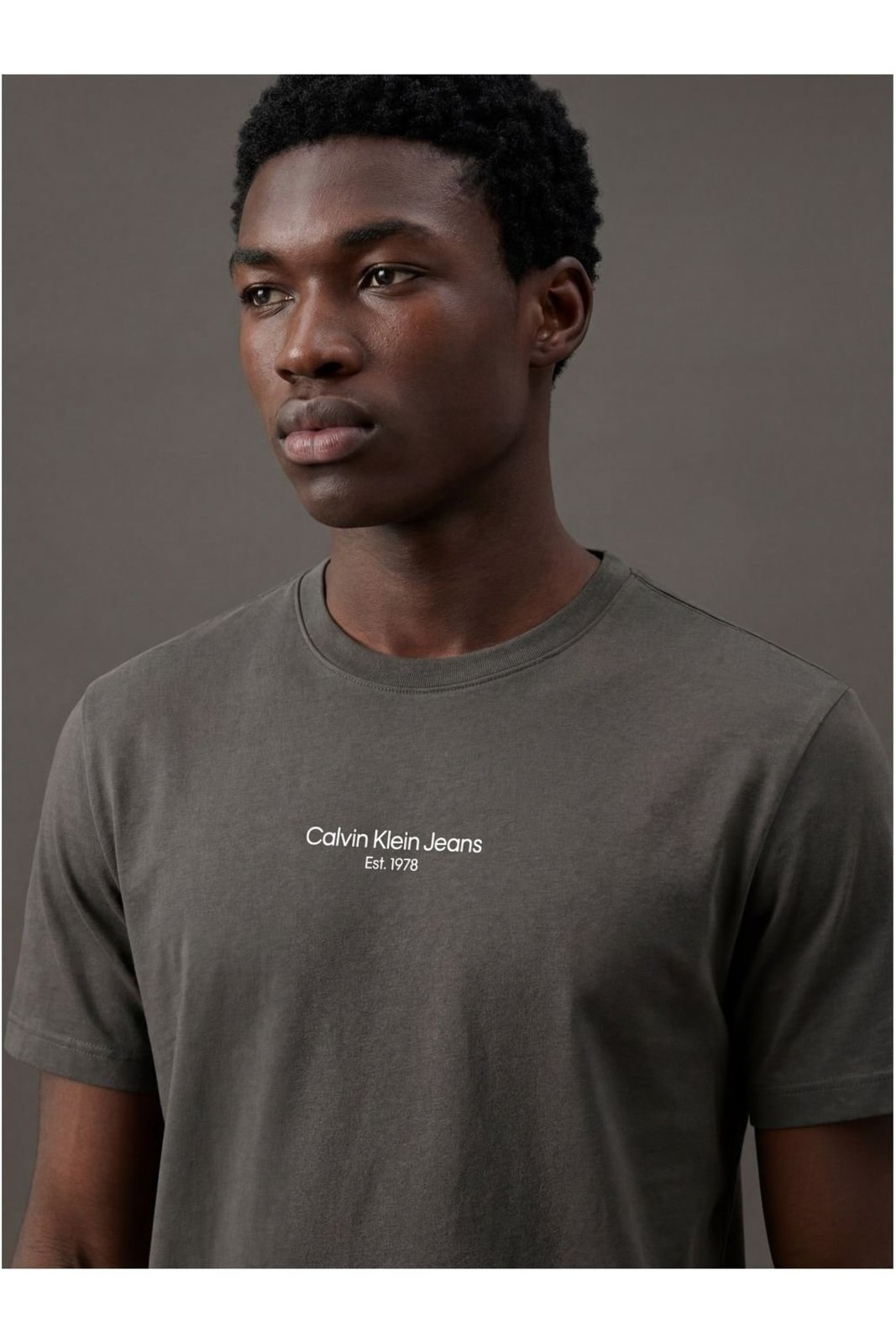 Camiseta Manga Curta Calvin Klein Jeans Masculino Logo Est.1978 - Chumbo Calvin Klein Jeans