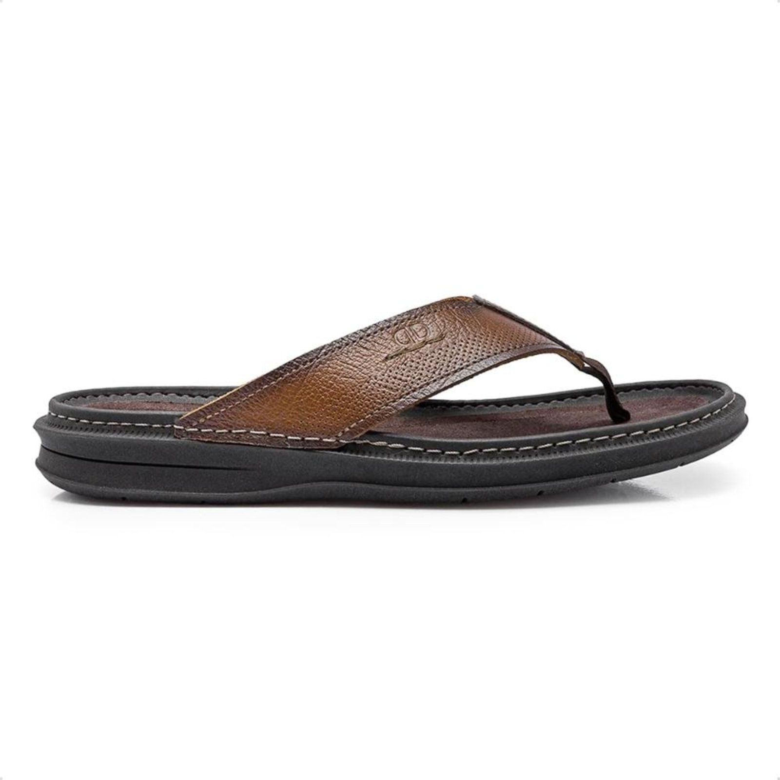 Sandália de Couro Democrata Masculina Lazy 693101 Marrom