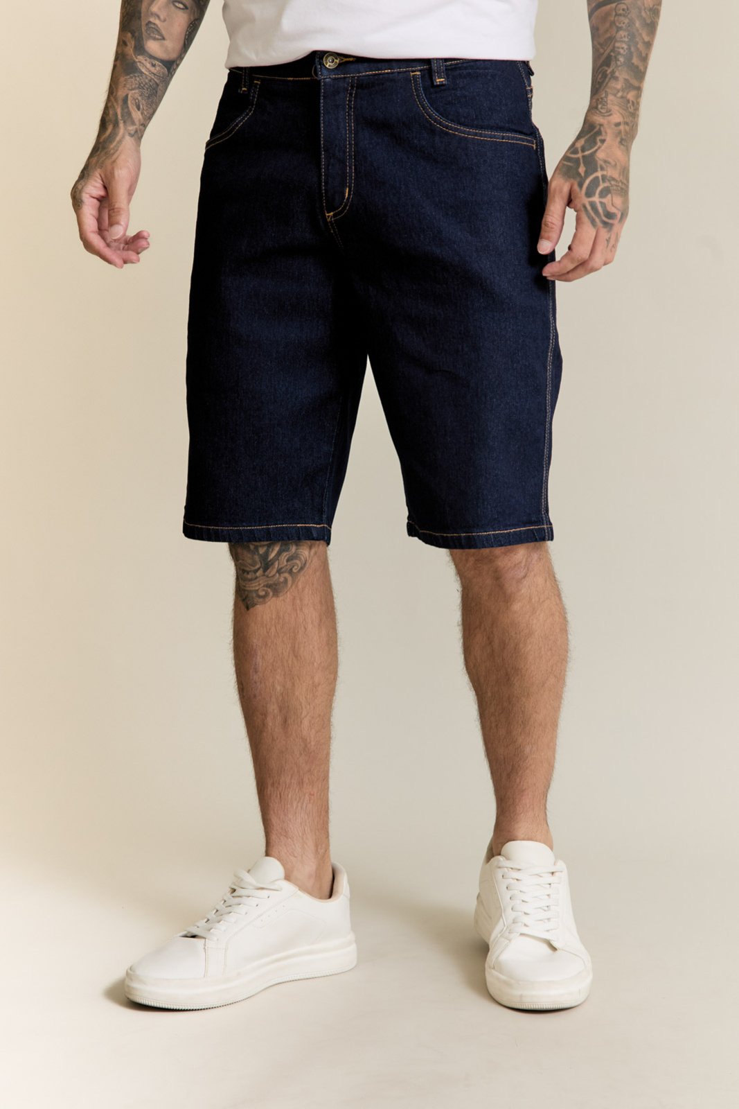 Bermuda Jeans Masculina Slim Fit Escura Lemier Collection