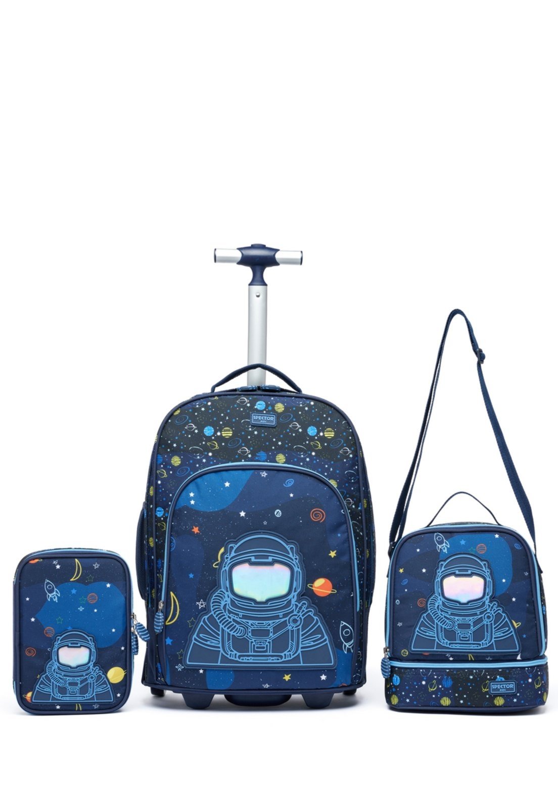 Infantil - Kit Mochila Estojo Lancheira Spector Masculina Juvenil Escolar