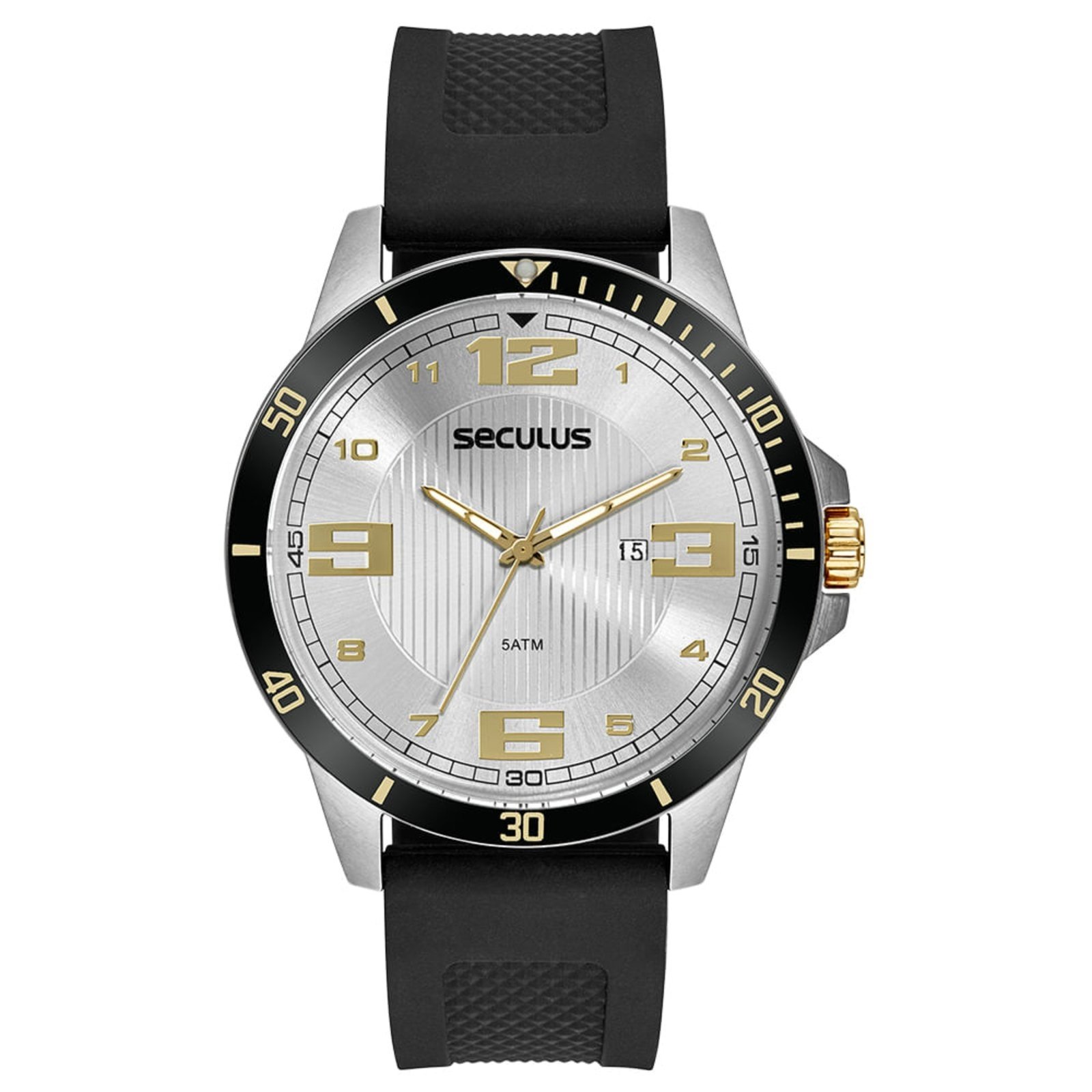 Relógio Masculino Esportivo Robusto Silicone Prata Seculus
