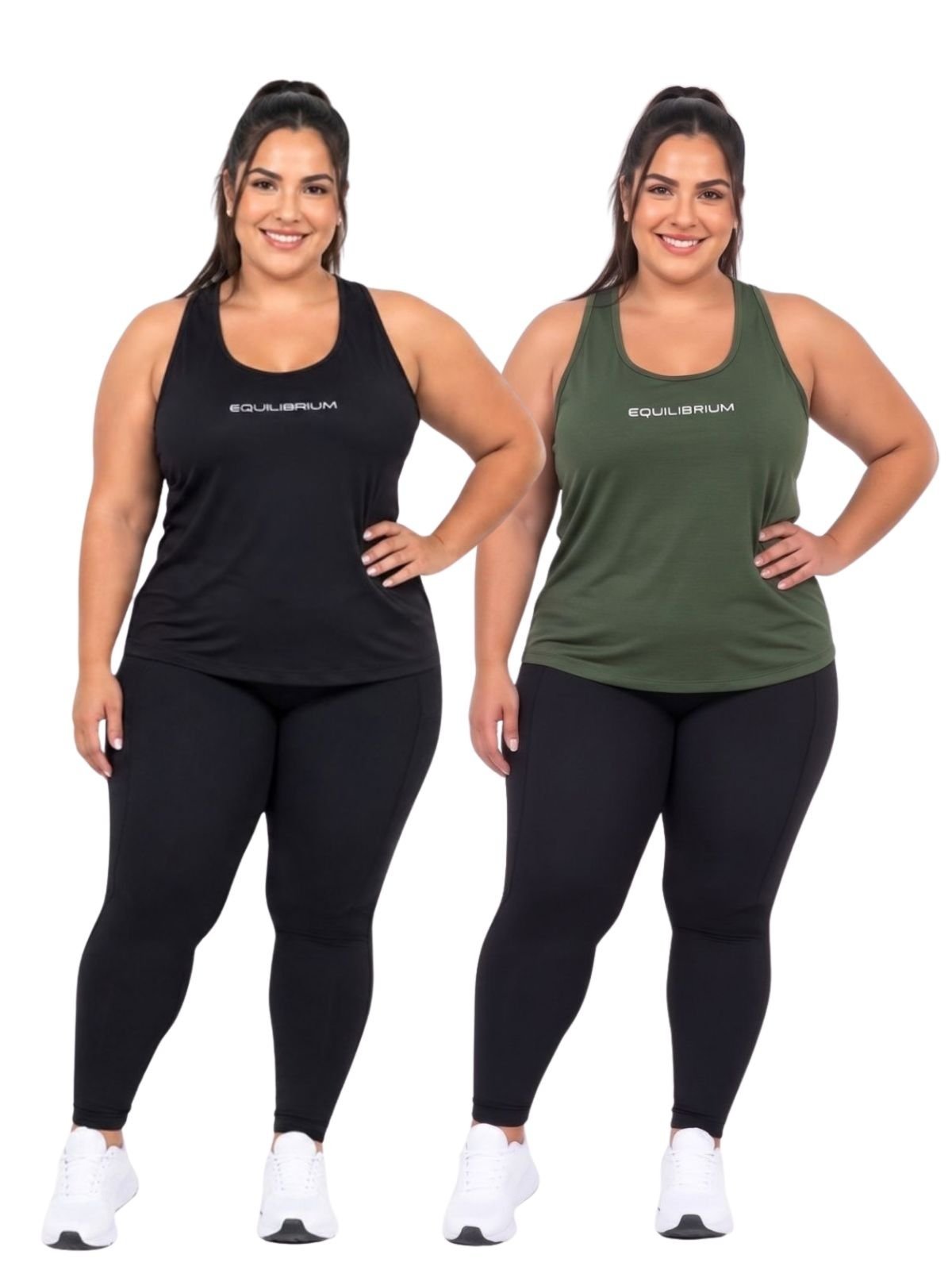 KIT2 Camiseta Regata Feminina Plus Size Equilibrium Sallada Mista Treino Academia V/P