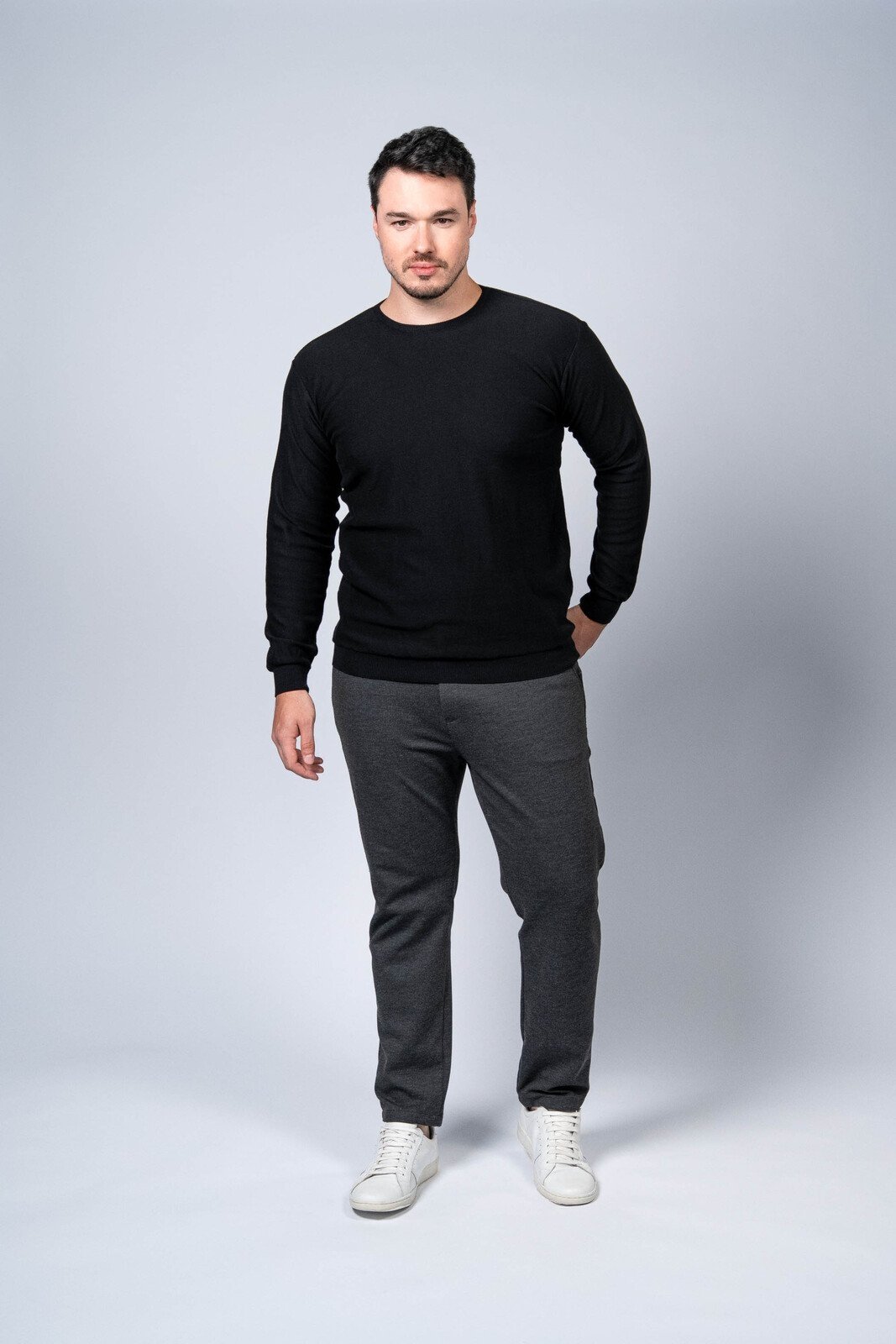 Blusa Fina Tricô Algodão Liso Preto