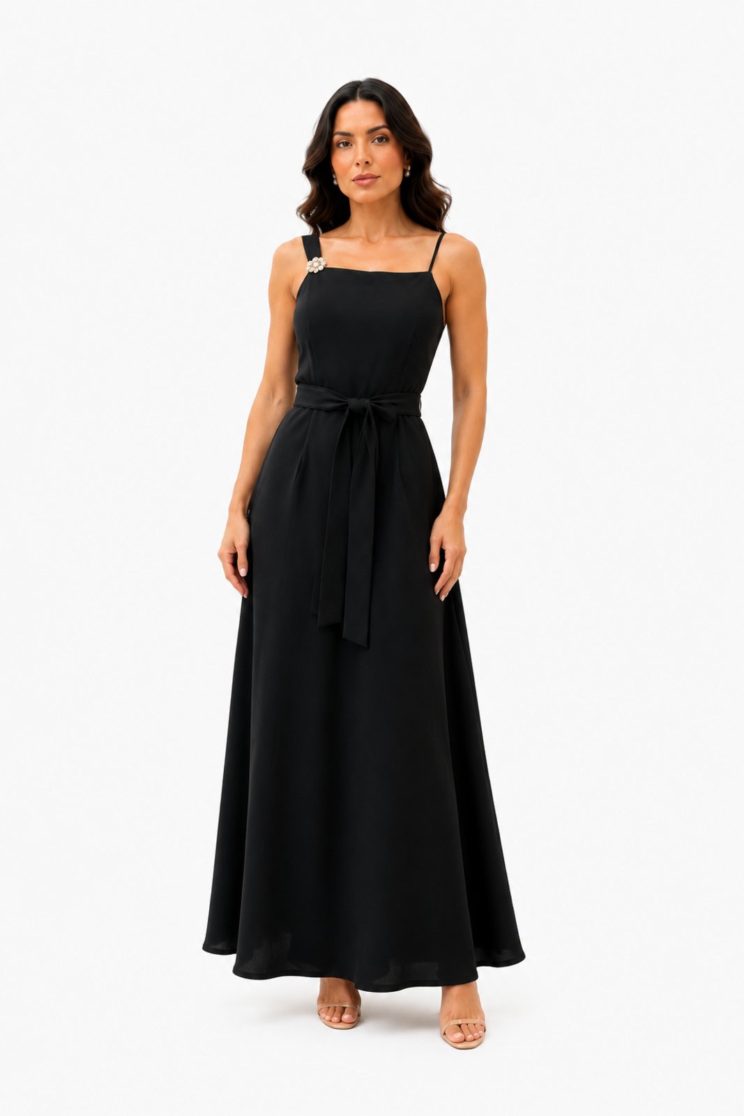 Vestido Longo D Bell Outlet Fashion Assimétrico Preto