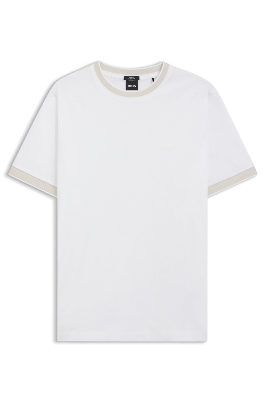 Camiseta De Ajuste Slim Em Algodão Mercerizado