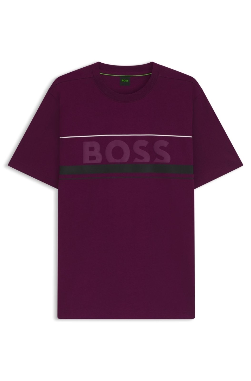 Camiseta em jersey de algodão com riscas e logo