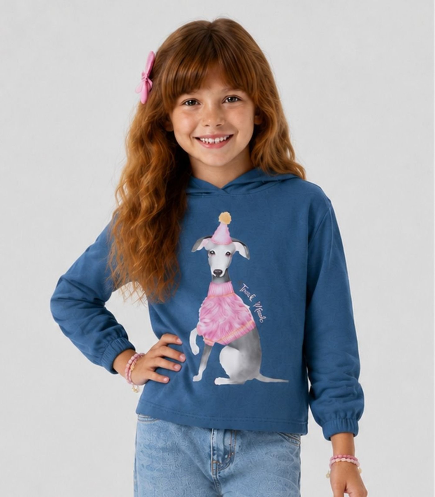 Infantil - Blusão Com Capuz Feminino Trick Nick Azul